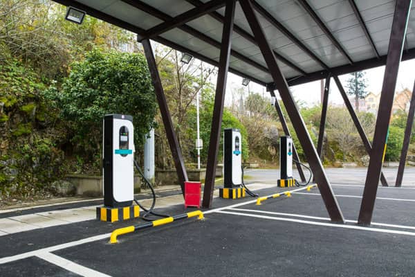 Outdoor electric car charging station